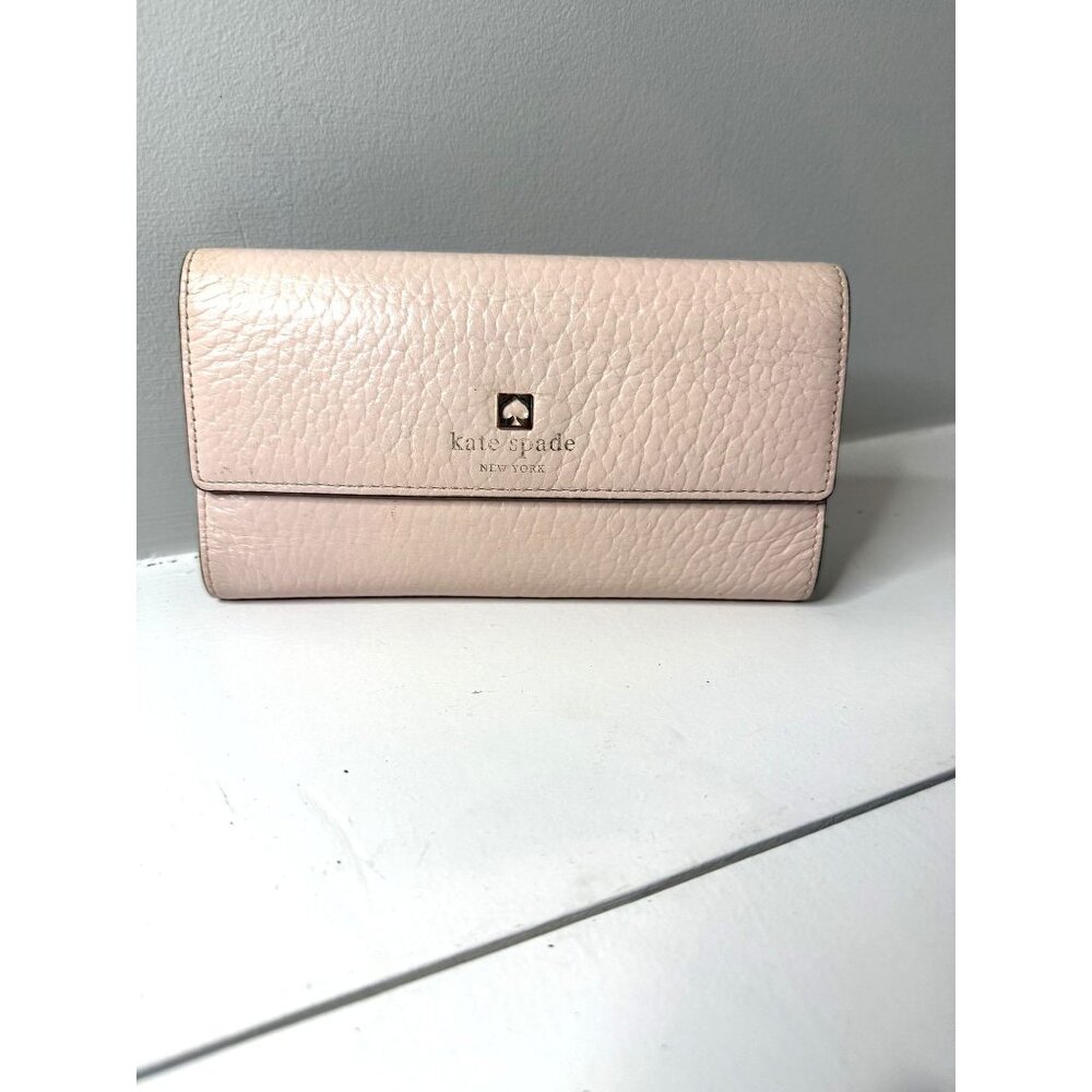 Kate Spade New York Women's Pink and Tan Leather Wallet [jb]